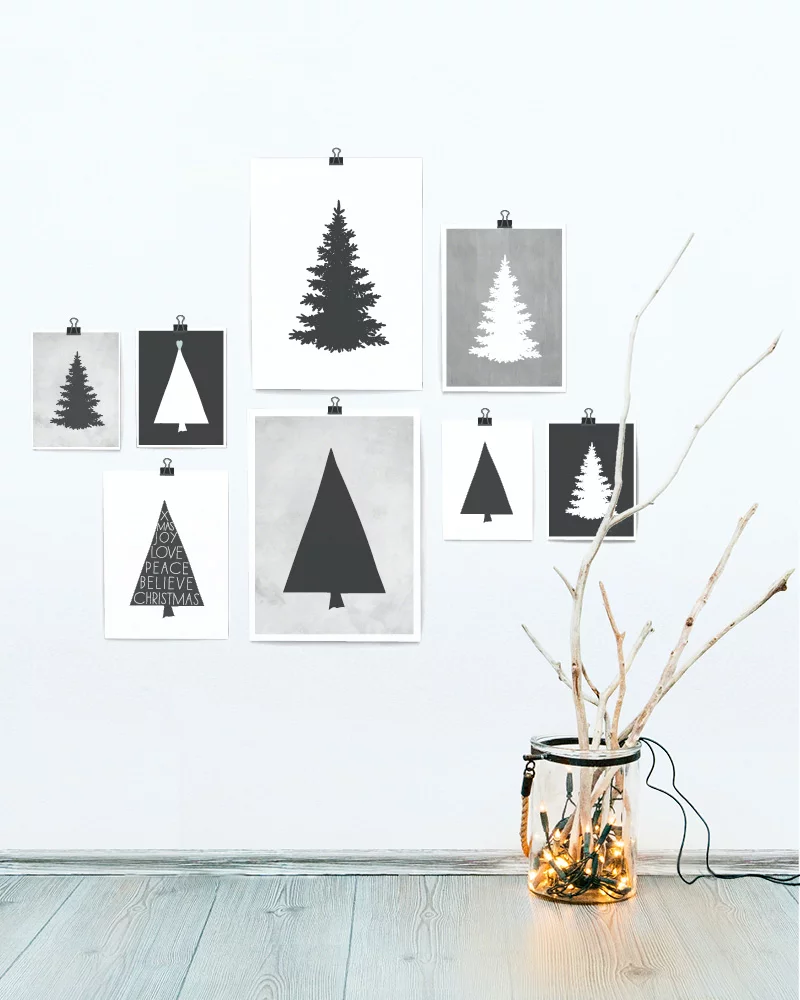 Zwart wit Kerst posters - Poster kerstboom - Printcandy