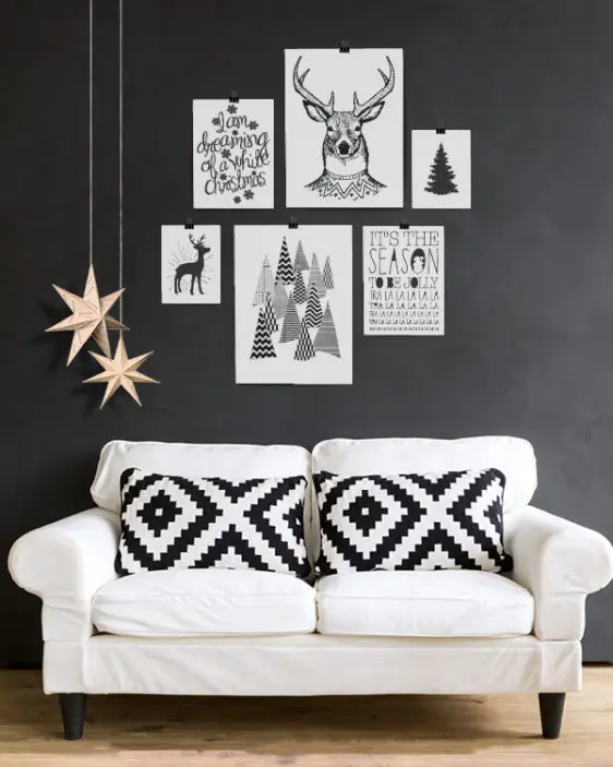 Zwart-Wit Kerst Posters - Kerstcollage - woonkamer