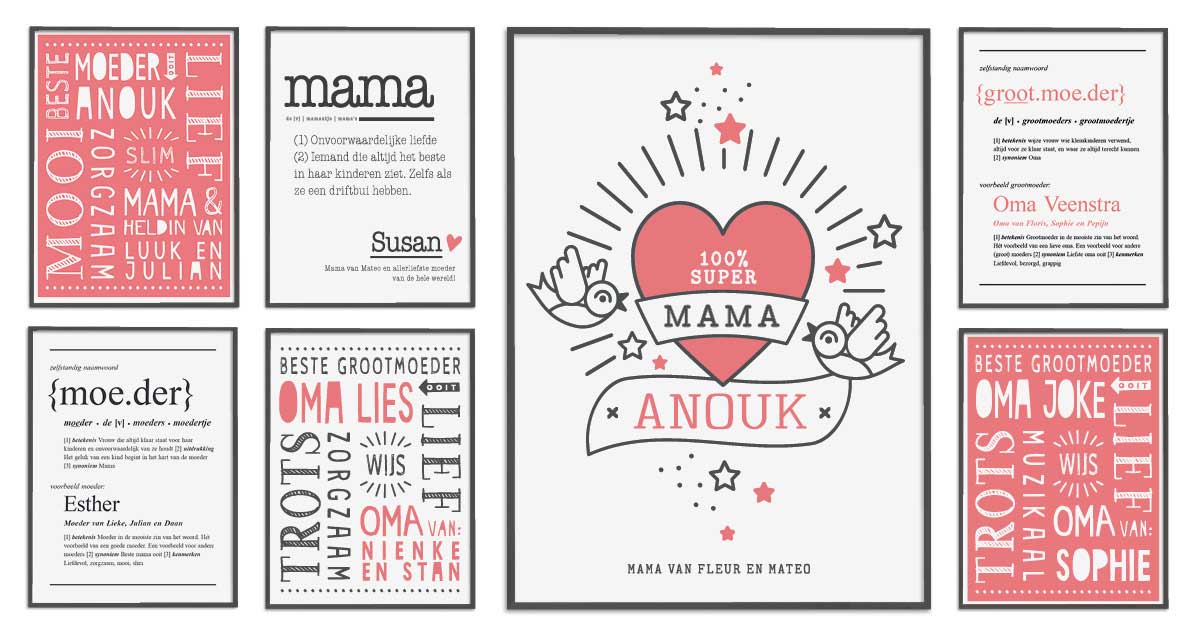 Posters voor Mama | Een gepersonaliseerde Moederdag poster