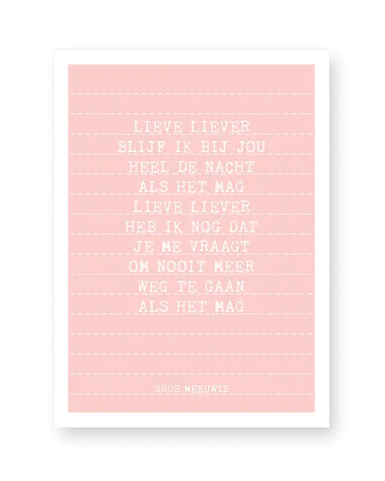 songtext poster met eigen tekst maken - zwart-wit of kleur o.a mint en roze