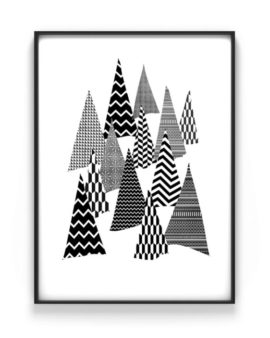 Zwart Wit Kerst Poster Denneboom van Printcandy - Printable kerstposters