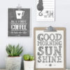 Tekst Poster – Koffie Print - keuken zwart wit sfeer