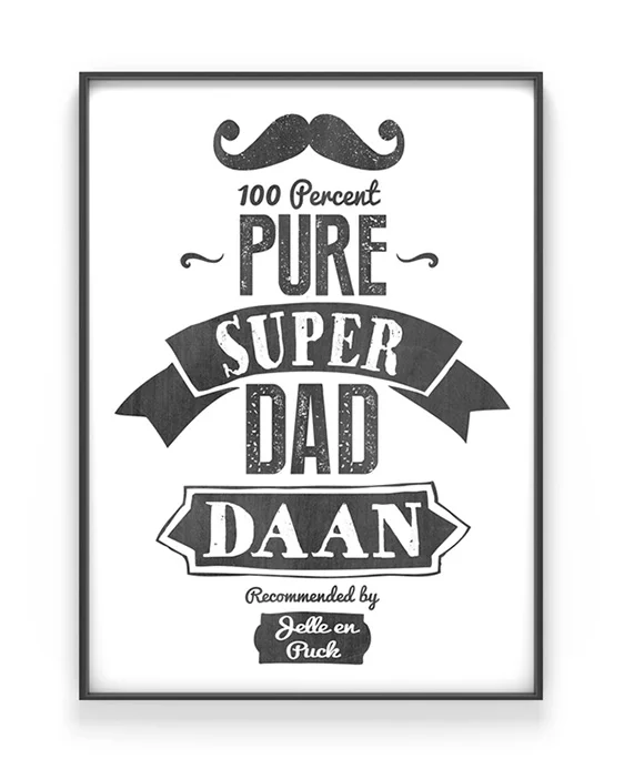 Super Papa poster gepersonaliseerd met naam