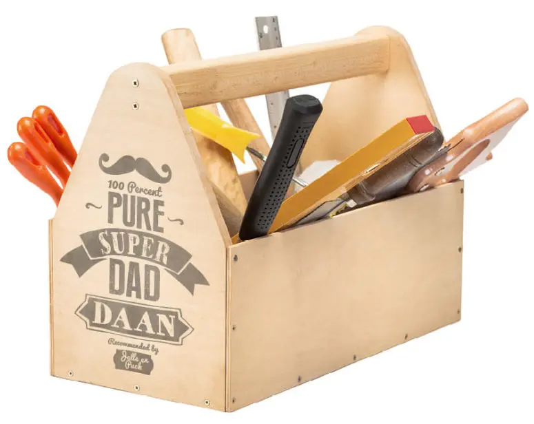 Printcandy Family-Print op houten gereedsschapskist voor vaderdag met ‘Super Papa' Printable