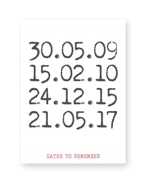 special dates - zwart-wit poster met datum en eigen tekst