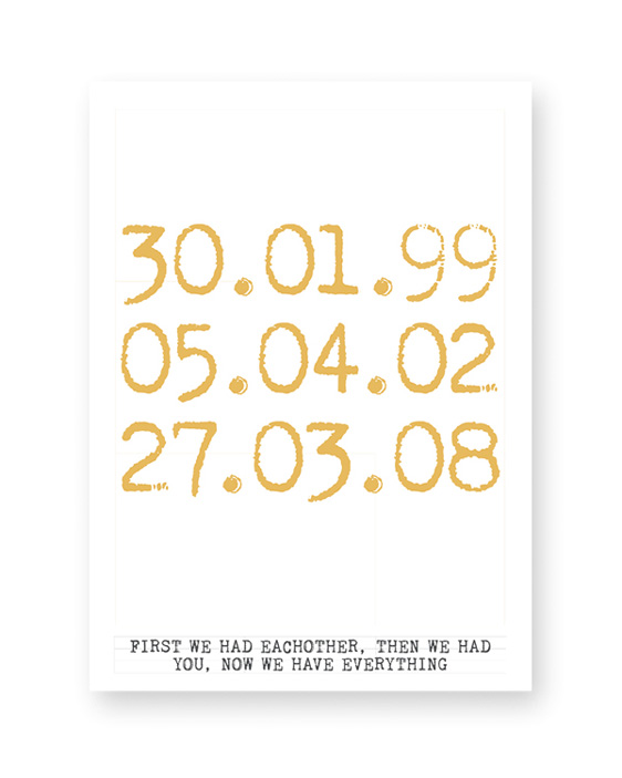 special dates poster - kleur-zwart-wit poster met eigen tekst zelf maken bij Printcandy
