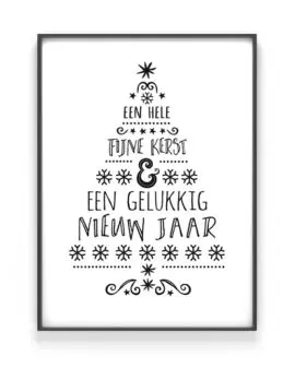 Zwart wit Kerstposter - Kerstboom woorden poster - Printcandy