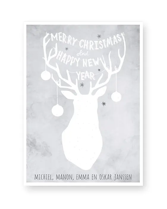 Kerst Gewei kerst poster - Printable kerstposter met eigen tekst zelf maken