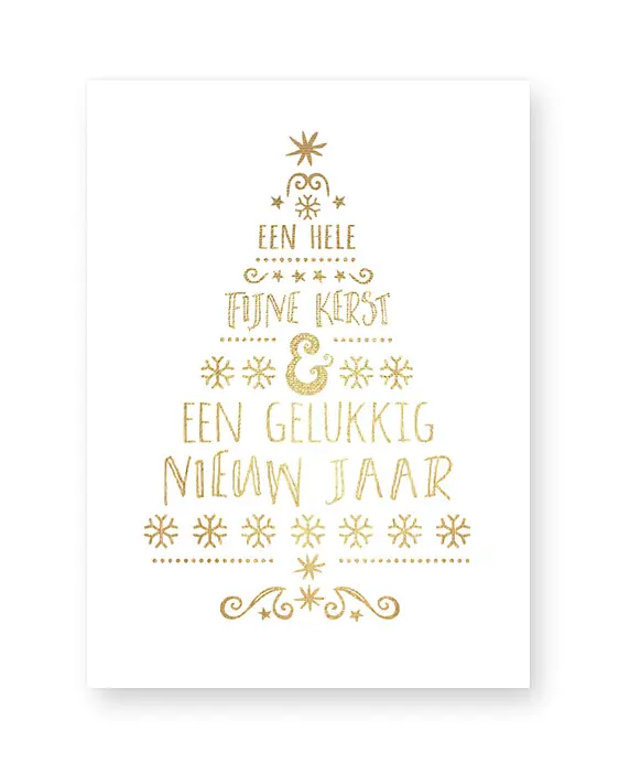 typografische kerst art-print met een kerstboom van woorden in kerstgroen