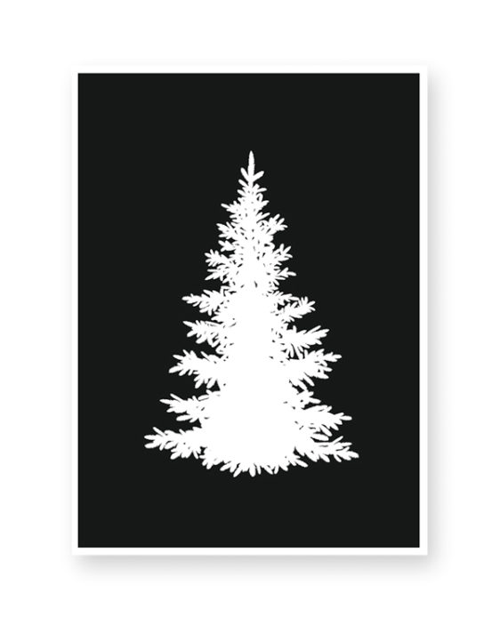 zwart-wit kerst poster dennenboom kerstboom boom