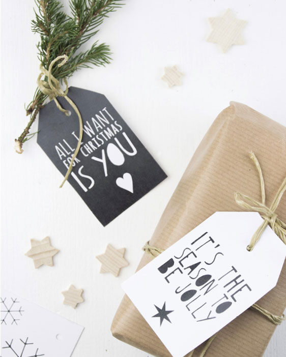 Gratis Printable Kerst Labels | DIY Kerst Decoratie | Zwart-Wit | Printcandy