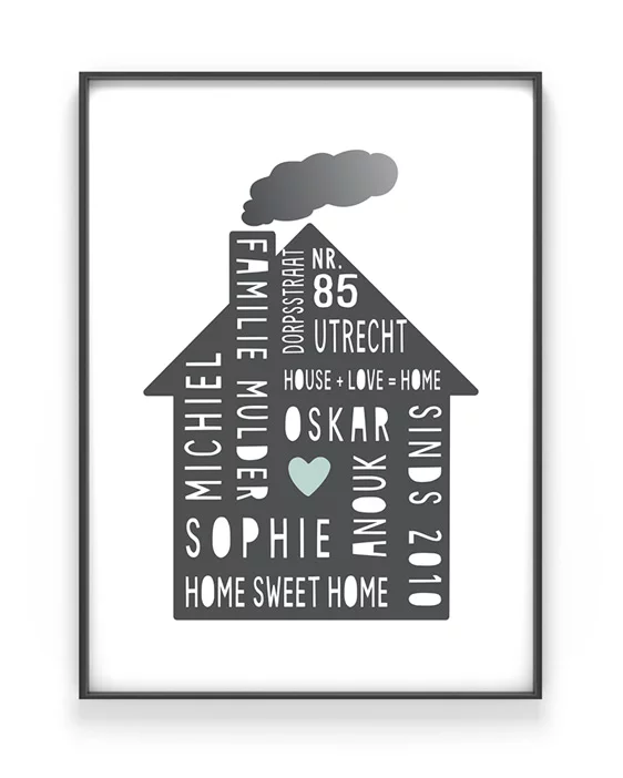 Home Sweet Home Poster - Familie Gezin poster met eigen tekst zelf maken bij Printcandy