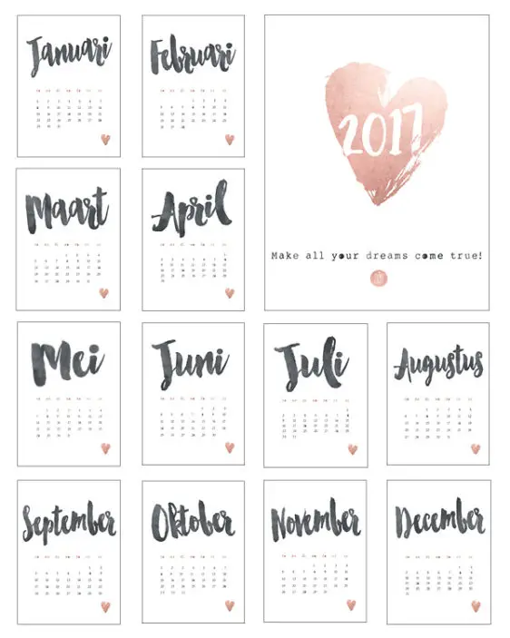Kalender 2017 met Mini-Posters - A5 Formaat - Printcandy
