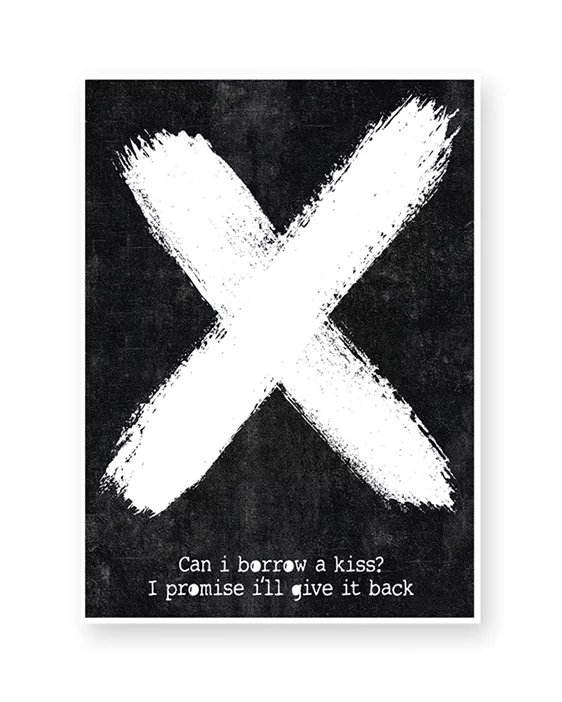Poster zwart-wit met grote X en eigen tekst - Printcandy