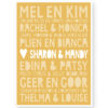 poster-vriendin-bff-gepersonaliseerd-printcandy-geel Gepersonaliseerde Poster Vriendin ++ Famous BFF's ++ Origineel cadeau voor Beste Vriendin