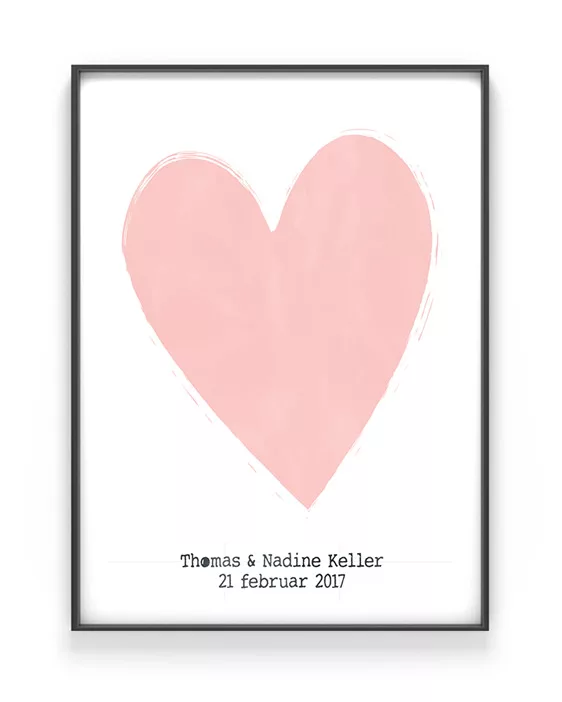 Valentijnscadeau - Love Poster met hart en eigen tekst