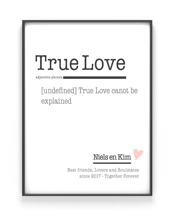 Trouw Poster Woord defenitie 'Love' | Gepersonaliseerd Cadeau | Printcandy