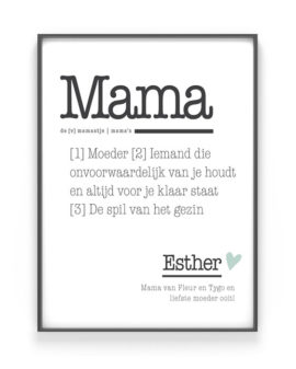 Woordenboek Poster Mama | Gepersonaliseerd met Naam