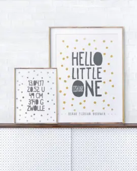 Hello Little One Poster - Confetti Poster voor Babykamer met naam