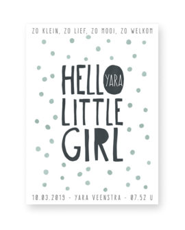 Confett Geboorteposter Meisje | Hello little Girl | Printcandy