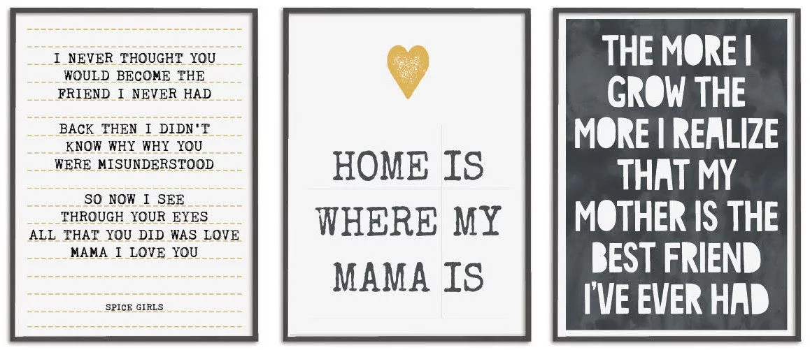 Quote en Citaat Posters met lieve teksten voor Mama in zwart-wit