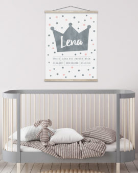 Geboorteposter Prinses Monochroom kinderkamer | Printcandy
