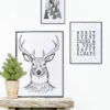 Zwart wit Kerst Posters Kerst Poster | Zwart wit | Tekst | Hert