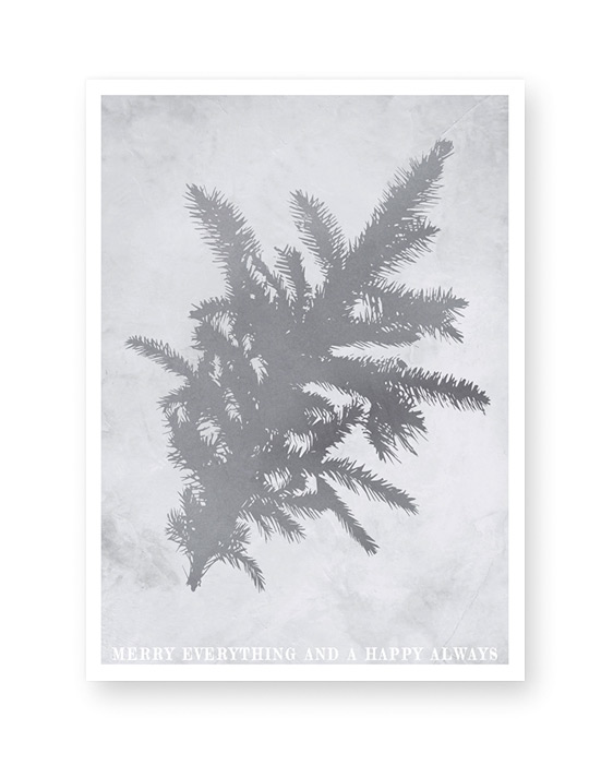 Monochrome Kerst Poster in Botanische stijl met dennetak
