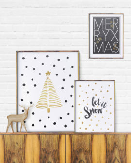 Posters voor Kerst in Zwart Wit en Goud - Printcandy