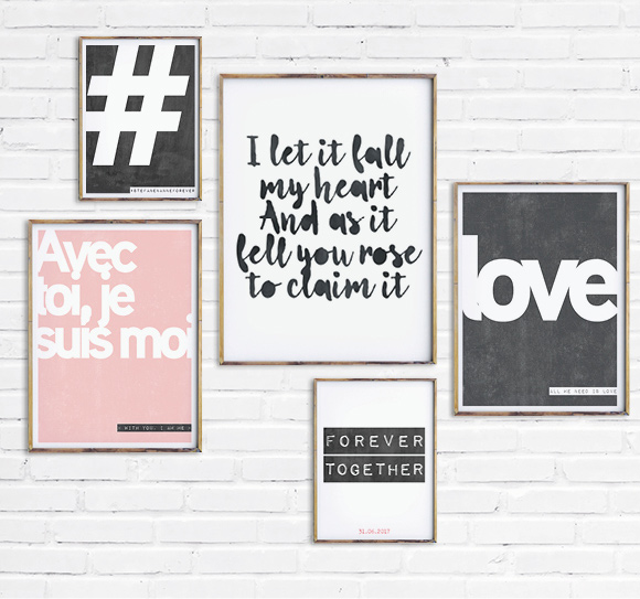 Valentijn en Liefde posters met eigen tekst | personaliseerbaar | quotes | zwart wit