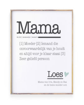 Poster woordenboek Mama gepersonliseerd met naam