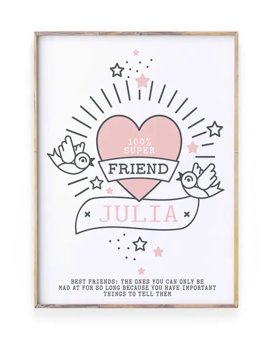 Poster voor vriend of vriendin met naam en eigen tekst