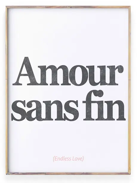 zwart wit Poster met liefdes tekst 'Amour' | Personaliseerbaar