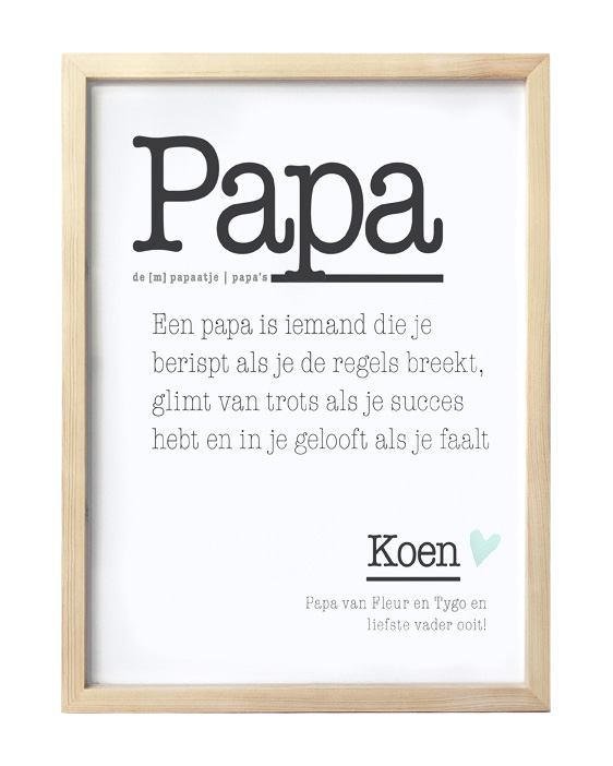 Papa Woord poster met lijst hout | Printcandy