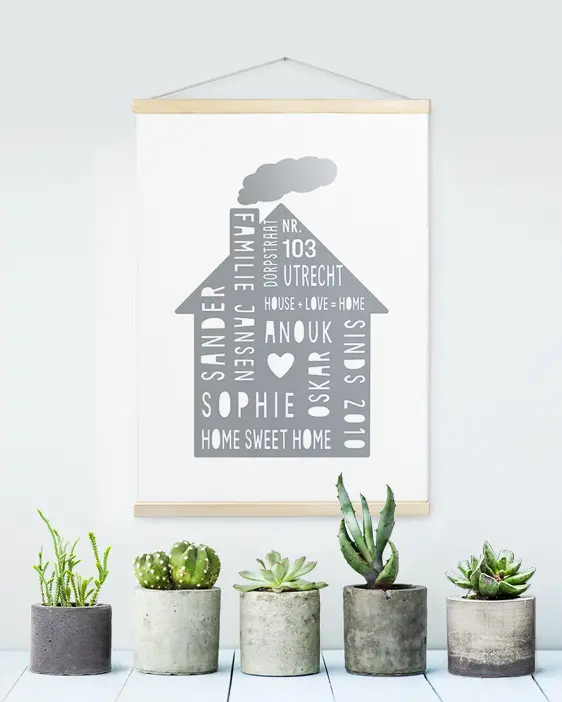 Canvas Poster Home Sweet Home | Gepersonaliseerde Textielposter | Printcandy