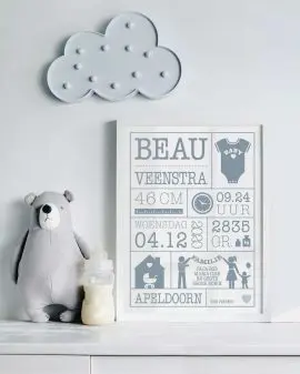 gepersonaliseerde geboorte-poster maken met witte achtergrond