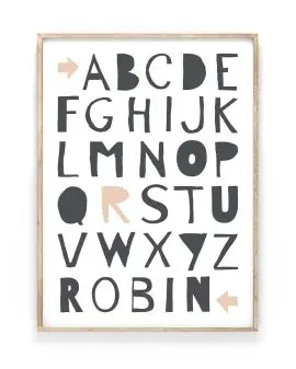 gepersonaliseerde alfabet poster met eigen naam