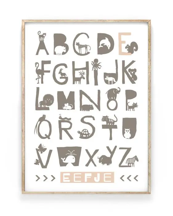 Alfabet Naam Poster met dieren ABC
