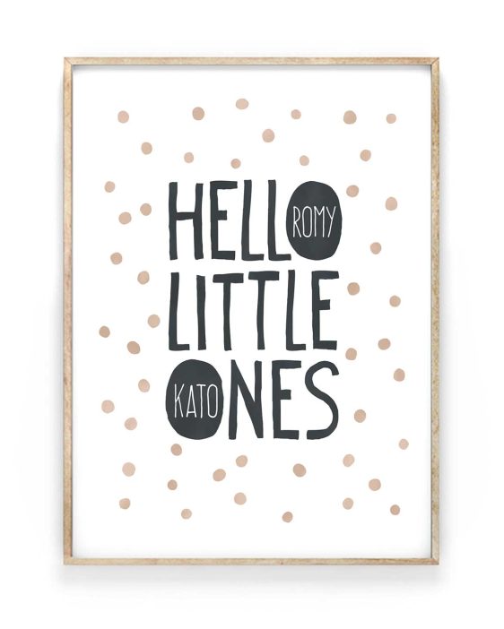 gepersonaliseerde baby geboorteposter Hello little ones - tweeling - Printcandy