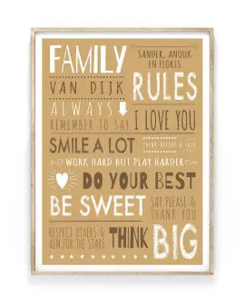 Family Rules Poster | Gepersonaliseerde Familieposter | Printcandy