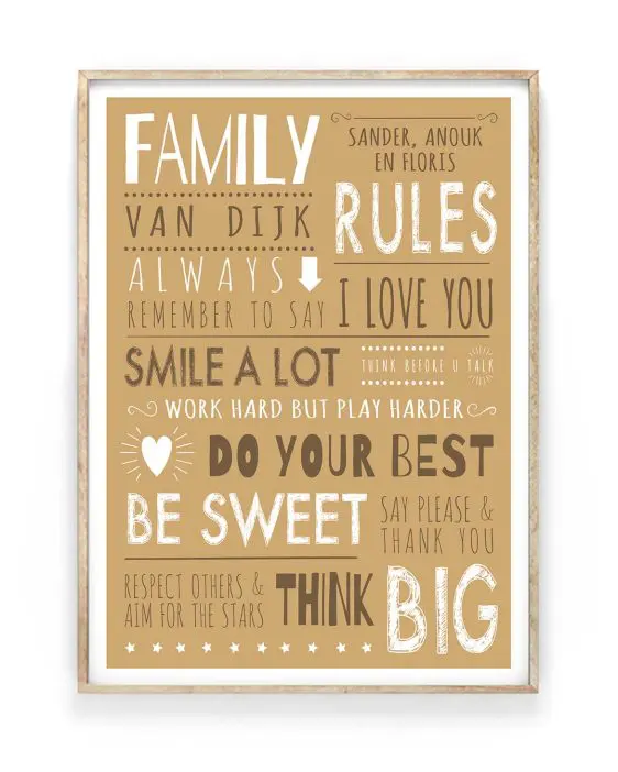 Family Rules Poster | Gepersonaliseerde Familieposter | Printcandy