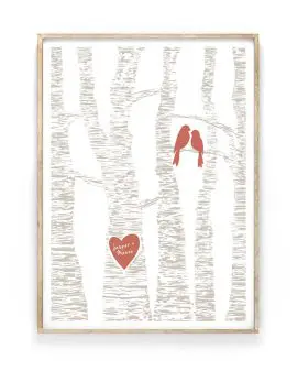 Love Birds poster - Gepersonaliseerd Valentijnscadeau met eigen namen