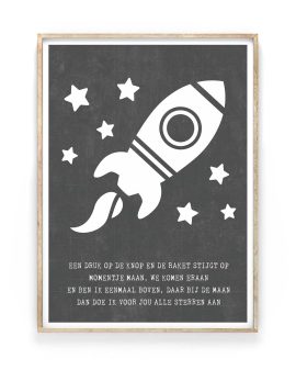 To the moon Poster - Zwart wit Tekst Poster Raket - Printcandy