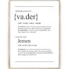 dictionary-poster-woordenboek-vader-printcandy Woord Poster Gepersonaliseerd met Naam - Woord defenitie Vader - Papa Poster
