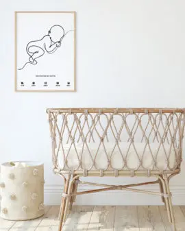 Minimalistische Geboorteposter One-Line | Tekening Babyschets poster