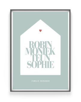 Familie Huis Poster Gepersonaliseerd met Namen van het Gezin