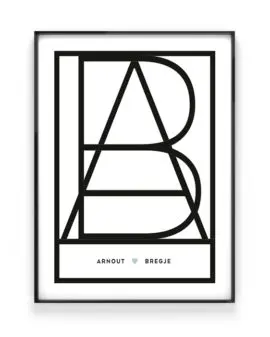 Minimalistische Love Letters Poster | Letter Huwelijks Poster met Namen