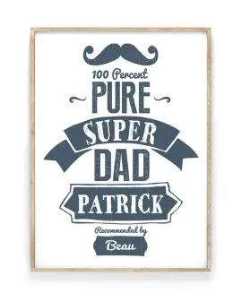 Superdad - Origineel vaderdag cadeau: gepersonaliseerde Super Papa Poster met naam