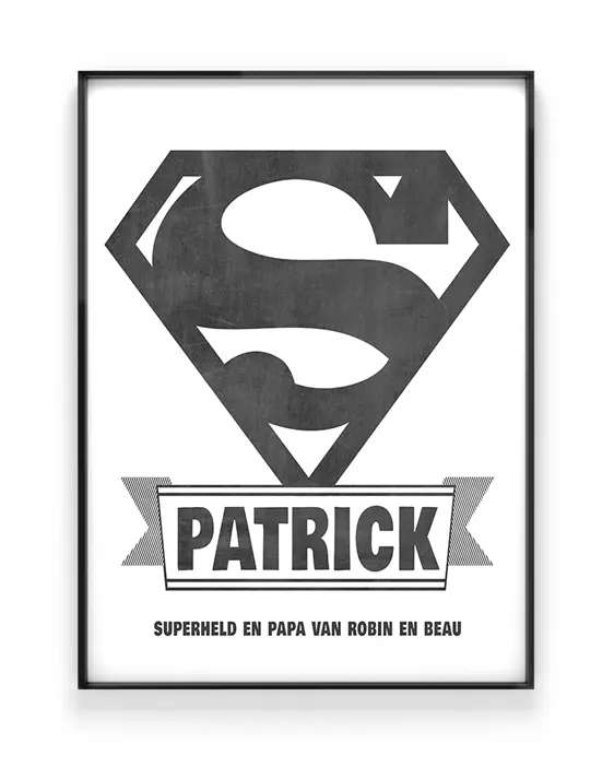 Superheld poster gepersonaliseerd met naam | Vaderdag cadeau