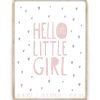 geboorteposter-hello-little-girl-printcandy Geboorteposter Meisje - Hello Little Girl - Geboorteposter voor meisje met stippen